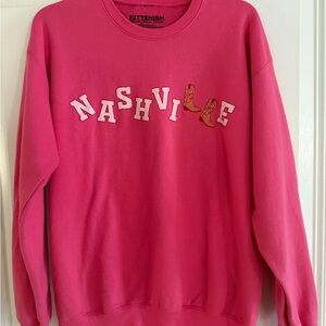 Kittenish Vibrant Pink Nashville Crew Neck Sweater